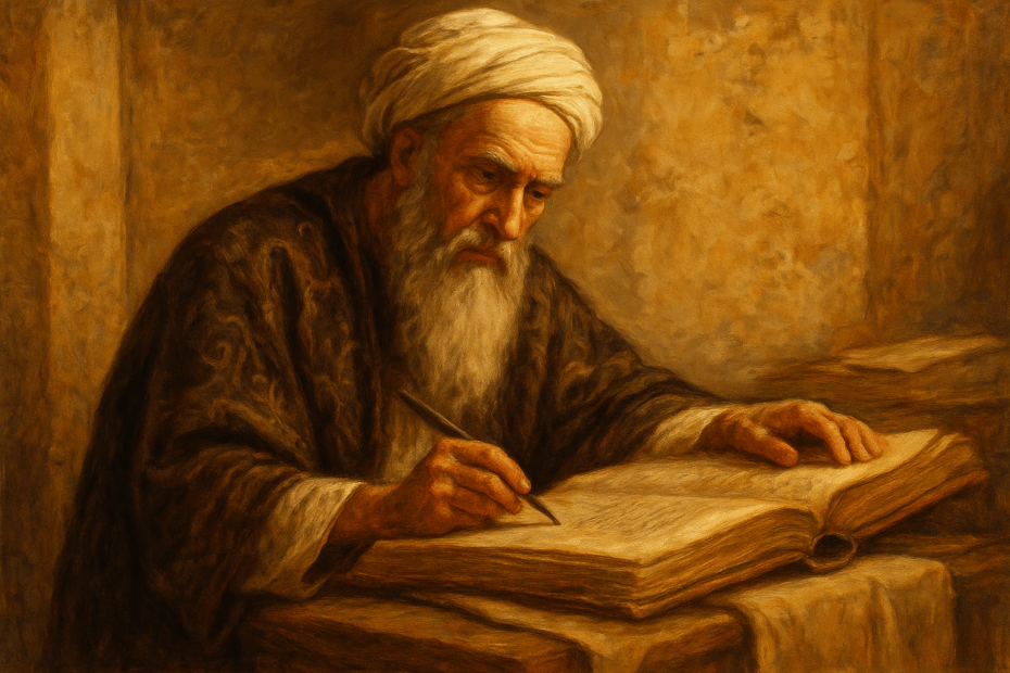 ilustrasi tumpukan kitab sejarah perkembangan ilmu hadis.